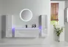 Badmöbel Set 90cm Weiß Hochglanz Keramik Becken runder LED Produktbild-Vorschau 2