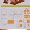 Diagram showing the assembly of a gingerbread house from cookie parts. Náhľad obrázku produktu