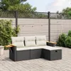 Design 4-tlg. Garten-Sofagarnitur mit Kissen Schwarz Poly Produktbild-Vorschau 1
