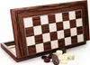 A wooden chessboard and checkers set is displayed on a white background. Podgląd zdjęcia produktu