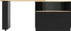 A modern black and wood desk with storage. Produktbild-Vorschau