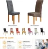6 Stück XL Velvet Stretch Esszimmerstuhl Hussen - Elasthan Produktbild-Vorschau 3