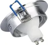 A close-up, angled view of the back of a GU10 LED spotlight with its mounting springs visible. Voir les images du produit
