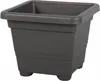 A dark gray square planter pot with a textured surface and a rim around the top. It has four small feet at the bottom. Voir les images du produit