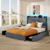 A bedroom scene featuring a bed with storage drawers and LED lighting. Anteprima dell’immagine prodotto