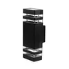 A black outdoor wall light with clear glass panels. Náhľad obrázku produktu