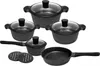 A set of cookware, including pots and a frying pan, arranged on a white background. Podgląd zdjęcia produktu
