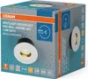 A product box for an OSRAM spotlight recess set, showing a close-up of the product and various icons and text detailing its features. Podgląd zdjęcia produktu
