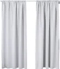 Two light gray curtains hanging on a rod against a white background. Produktbild-Vorschau