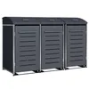 A set of three dark gray trash bins with silver trim, presented on a white background. Produktbild-Vorschau