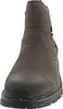 A close-up, front-facing view of a single brown boot. Voir les images du produit
