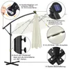 Diagrams and close-ups illustrating features of a cantilever umbrella. Produktbild-Vorschau