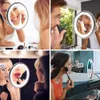 Collage of four lifestyle images showing people using a lighted makeup mirror. Podgląd zdjęcia produktu