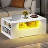 LED Couchtisch mit 2 Schubladen, Wohnzimmertisch Sofatisch, Produktbild-Vorschau 2