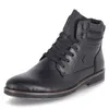 A black leather boot on a white background. Voir les images du produit