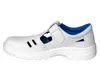 A white safety sandal with blue interior, shown from the side against a white background. Produktbild-Vorschau