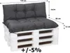 A set of cushions for a pallet sofa, shown on a white pallet base. Náhled obrázku produktu