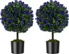 COSTWAY 2er pianta artificiale 55cm, bosso con fiori di Anteprima dell’immagine prodotto 1