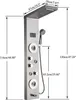 A diagram of a stainless steel shower panel with dimensions indicated. Náhľad obrázku produktu