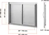 A diagram showing the dimensions of a stainless steel BBQ access door. Náhled obrázku produktu