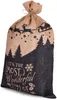 A burlap Christmas sack with a festive design. Anteprima dell’immagine prodotto