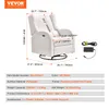 A white electric recliner chair with dimensions and specifications displayed. Podgląd zdjęcia produktu
