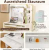 Collage of images showing a white desk with a laptop, books, and accessories, highlighting its features. Anteprima dell’immagine prodotto