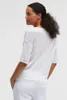 SENSES THE LABEL Damen Kurzarm-Pullover Weiß Mesh Loose Produktbild-Vorschau 5