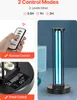 A collage of images showcasing a UV light sanitizer with its remote control and control panel, along with a close-up of the device itself. Anteprima dell’immagine prodotto