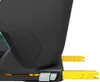 A close-up view of the side of a black car seat base with yellow ISOFIX connectors extended. Produktbild-Vorschau