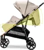 A side view of a twin stroller with a highlighted area indicating adjustability. Produktbild-Vorschau