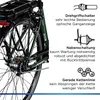 Close-up of the rear wheel and frame of a green bicycle with text overlays describing its features. Anteprima dell’immagine prodotto