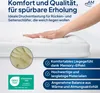 A hand pressing down on a mattress topper, with marketing text and logos. Náhľad obrázku produktu