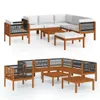 Möbel 8-tlg. Garten-Lounge-Set mit Kissen Cremeweiß Produktbild-Vorschau 2
