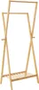 A wooden garment rack with two hanging rails and a slatted shelf at the bottom. Náhled obrázku produktu
