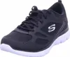 A black Skechers sports shoe with a white sole is shown against a white background. Produktbild-Vorschau