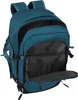 A teal backpack with its main compartment open, showing internal pockets. Voir les images du produit