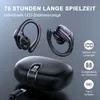 A product image showcasing wireless earbuds and their charging case, with overlaid text and icons highlighting features. Produktbild-Vorschau