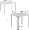 Two images of a white dining table with dimensions labeled. Náhled obrázku produktu