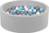 A round ball pit filled with gray, white, and light blue balls. Produktbild-Vorschau