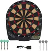 An electronic dartboard with darts and a power adapter. Produktbild-Vorschau