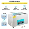 A VEVOR ultrasonic cleaner is shown with its features highlighted, including before and after images of a watch. Podgląd zdjęcia produktu