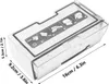 A clear plastic dust collection box for a robotic vacuum cleaner, shown from a diagonal top-down angle with measurement indicators. Produktbild-Vorschau