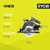 RYOBI R18CSP-0 - Kotúčová píla 18V ONE+ Pilový kotúč Ø 150 Náhľad obrázku produktu 8