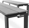 Two garden benches are shown from a close-up, diagonal angle against a white background. Produktbild-Vorschau