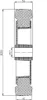 A technical drawing of a wheel with dimensions and specifications. Produktbild-Vorschau