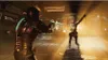 A character in a sci-fi suit is fighting a monster in a dimly lit corridor. Produktbild-Vorschau