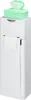 A white toilet brush holder with a green lid on top, holding wet wipes. Produktbild-Vorschau