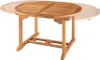 A wooden garden table with an extension leaf shown partially extended. Produktbild-Vorschau
