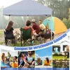 Collage of images showing a pop-up gazebo in different settings: camping, picnic, beach, and backyard. Náhľad obrázku produktu